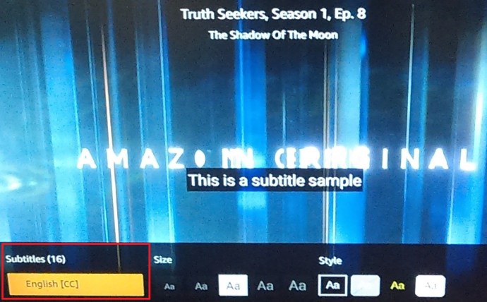 Amazon Prime Subtitles-inställningar