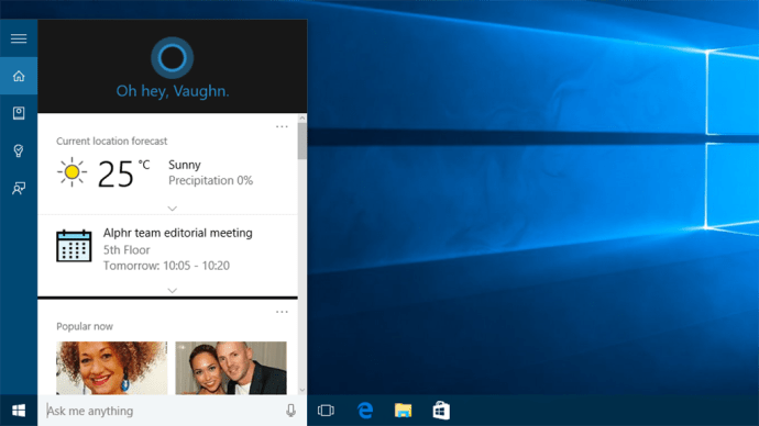 Windows 10 可以，而 Windows 8.1 不能 - Cortana