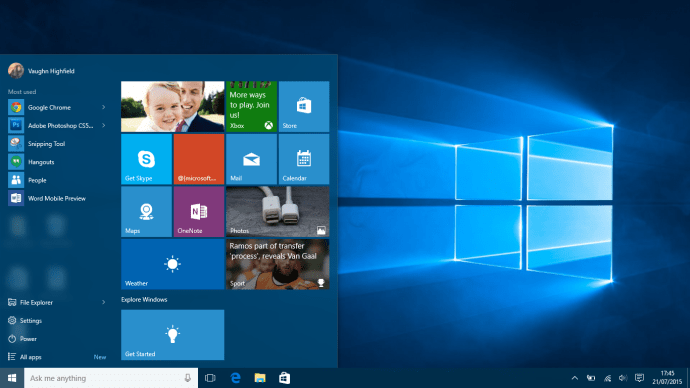 Windows 10 sākuma izvēlne