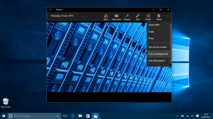 Microsoft Windows 10 Cómo cambiar el fondo de pantalla - Aplicación Fotos