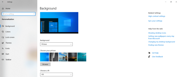 Microsoft Windows 10 Cómo cambiar el fondo de pantalla - Menú de personalización