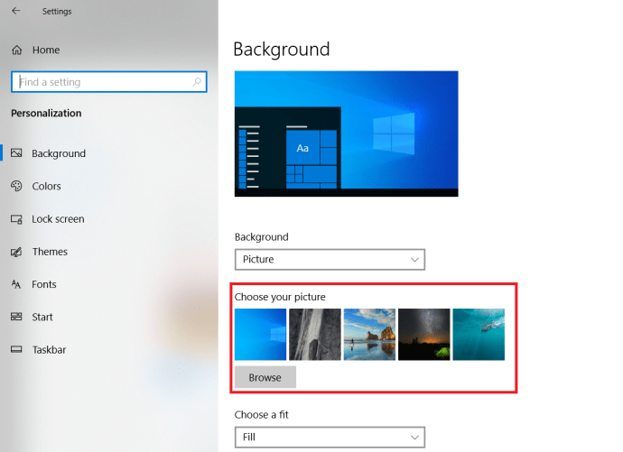 Microsoft Windows 10 Jak změnit tapetu - Přizpůsobení Procházet