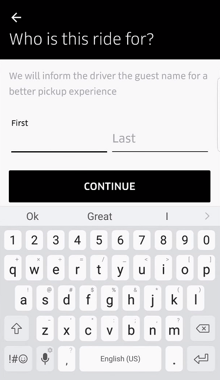 Beställ Uber för någon annan