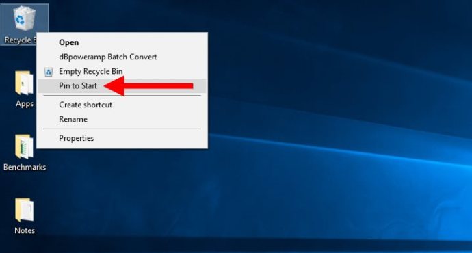 Windows 10 καρφίτσα κάδου ανακύκλωσης για να ξεκινήσει