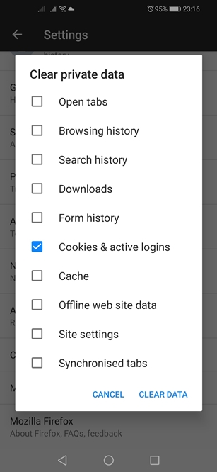 Odstrániť súbory cookie Android