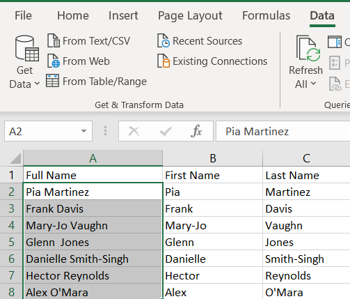 Pracovný list programu Excel