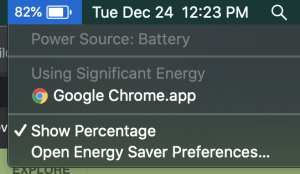 Zobraziť percento batérie na Macbooku