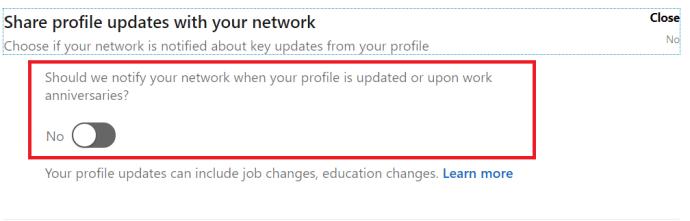 LinkedIn láthatósági menü 3