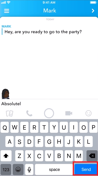 Missatges de text a Snapchat